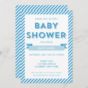 Moderne Grandes Bleu Baby shower Invitation