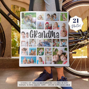 Moderne Grandma 21 Photo Collage Custom Color Draagtas