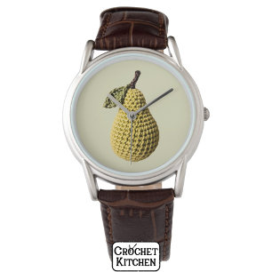 Moderne Granny Geel Groen Haak Pear Fruit Horloge