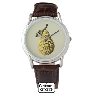 Moderne Granny Geel Groen Haak Pear Fruit Horloge