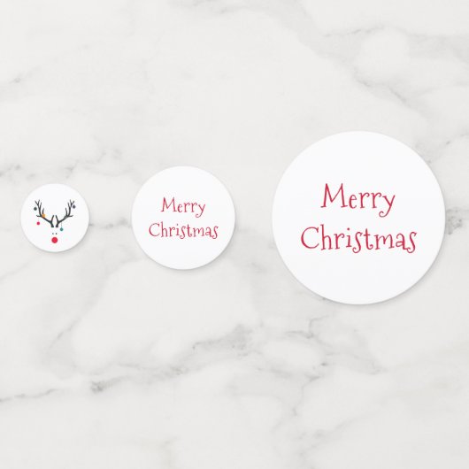 Moderne grappige abstracte Kerst rendier wit rood Confetti (Voorkanten)