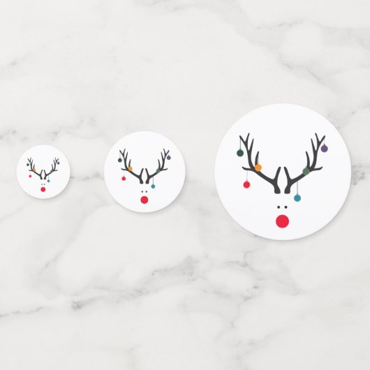 Moderne grappige abstracte Kerst rendier wit rood Confetti (Achterkanten)