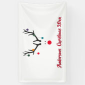 Moderne grappige abstracte Kerst rendieren op wit Spandoek (Verticaal)