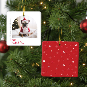 Moderne Grappige Familie Huisdier Hond Boog Foto K Keramisch Ornament