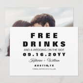 Moderne Grappige Foto Gratis Drinken Save the Date (Voorkant / Achterkant)