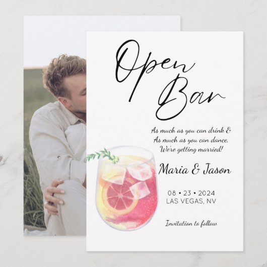 Moderne grappige foto save the date (Voorkant / Achterkant)