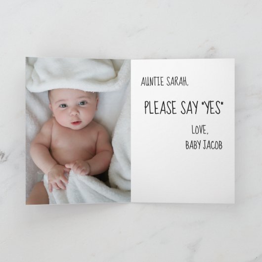 Moderne Grappige Godmother Voorstel Foto Kaart (Binnen)