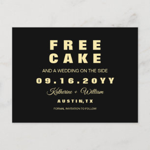 Moderne Grappige Gratis Cake Bruiloft Save the Dat Aankondigingskaart