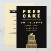 Moderne Grappige Gratis Cake Nep Goud Folie Bruilo Save The Date (Voorkant / Achterkant)