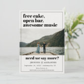 Moderne Grappige Gratis Cake Open Bar Quote Foto Save The Date (Staand voorkant)