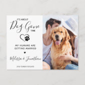 Moderne Grappige Huisdier Huwelijk Honden Verlovin Aankondigingskaart (Voorkant)