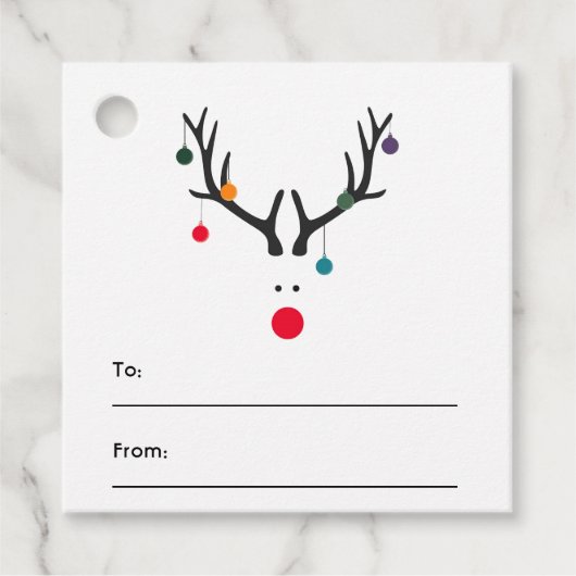 Moderne grappige Kerst rendier wit rood Bedankjes Labels (Voorkant)