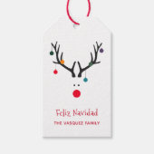 Moderne grappige Kerst-reuzenhert Feliz Navidad Cadeaulabel (Voorkant)