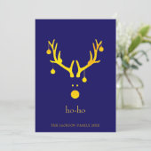 Moderne, grappige kerstkaart rendierblauw (Staand voorkant)