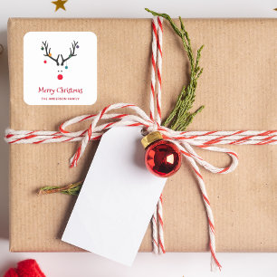 Moderne, grappige kerstrender wit vierkante sticker