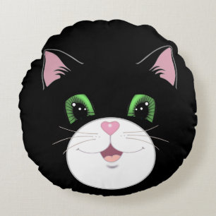 Moderne grappige knappe tuxedo kat gezicht cartoon rond kussen