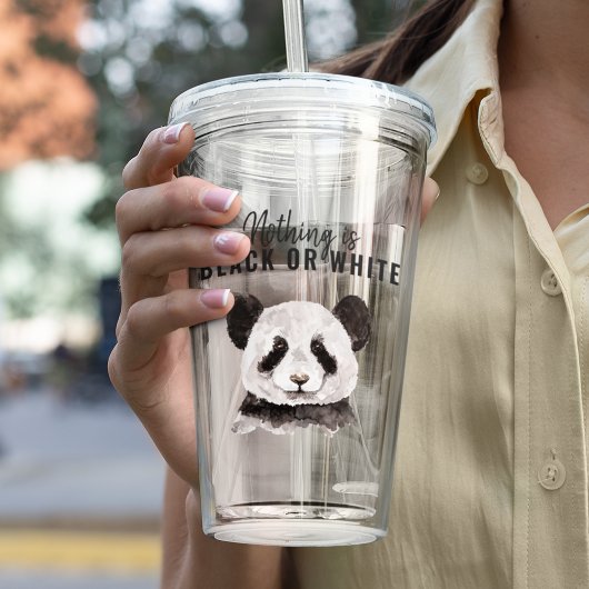 Moderne grappige panda zwart-wit met citaat acryl drinkbeker
