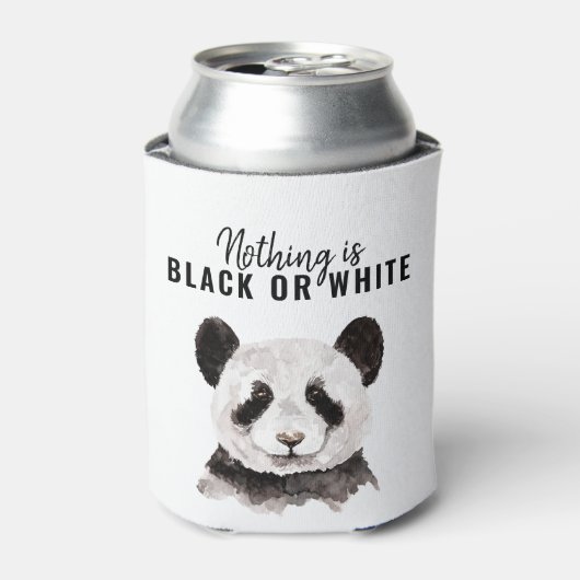 Moderne grappige panda zwart-wit met citaat blikjeskoeler (Blikje Voorkant)
