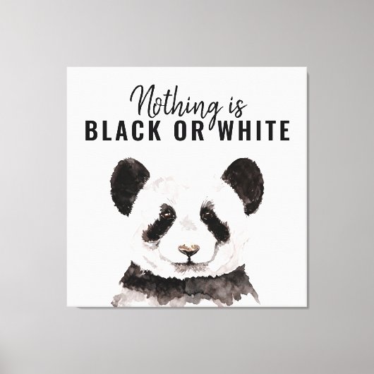 Moderne grappige panda zwart-wit met citaat canvas afdruk (Voorkant)