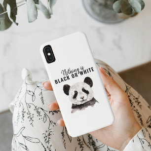 Moderne grappige panda zwart-wit met citaat iPhone XS max hoesje