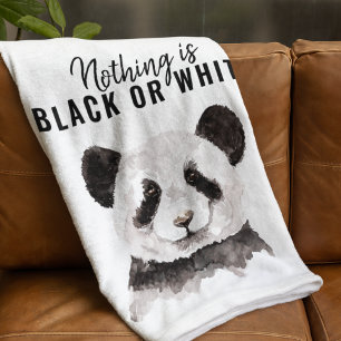 Moderne grappige panda zwart-wit met citaat fleece deken