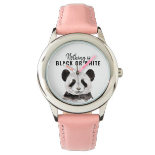 Moderne grappige panda zwart-wit met citaat horloge