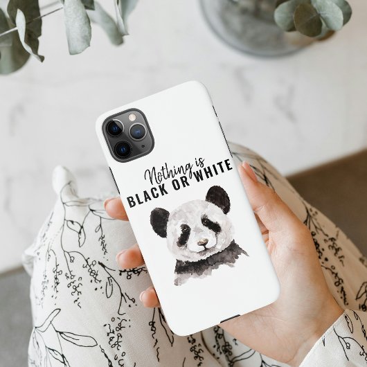 Moderne grappige panda zwart-wit met citaat iPhone hoesje