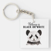 Moderne grappige panda zwart-wit met citaat sleutelhanger (voorkant)