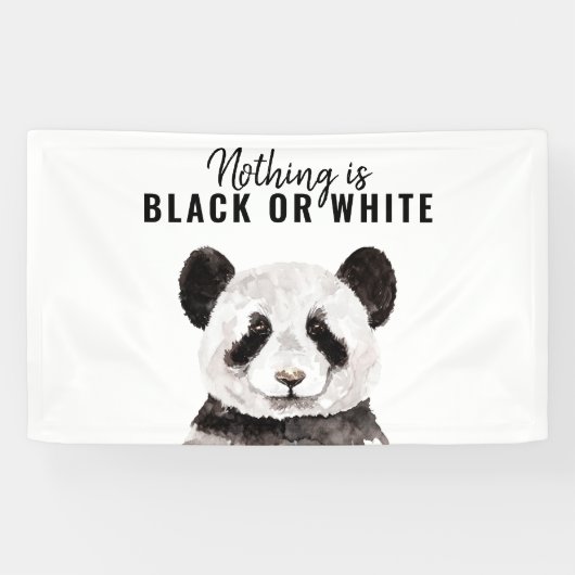 Moderne grappige panda zwart-wit met citaat spandoek (Horizontaal)