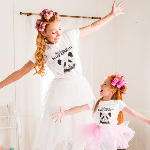Moderne grappige panda zwart-wit met citaat t-shirt