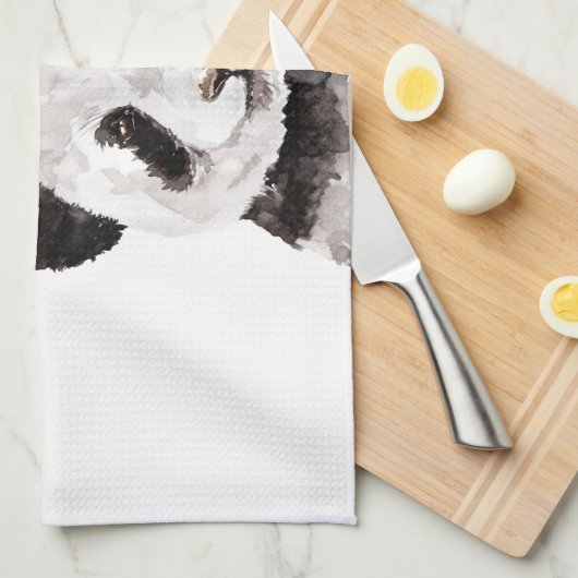 Moderne grappige panda zwart-wit met citaat theedoek (Quarter Fold)