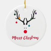 Moderne, grappige rendiertjes op witte kerst keramisch ornament (Achterkant)