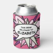 Moderne Grappige Roze Gepersonaliseerde Spraakball Blikjeskoeler (Blikje Voorkant)