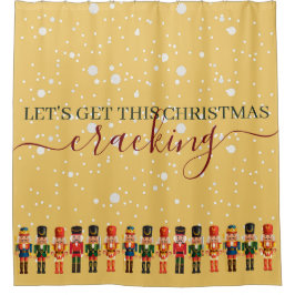 Moderne Grappige Unieke Notenkraker Gouden Kerstmi Douchegordijn