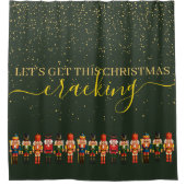 Moderne Grappige Unieke Notenkraker Groene Kerst Douchegordijn (Voorkant)