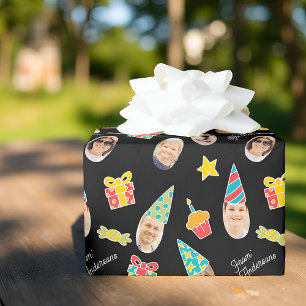 Moderne Grappige Verjaardagsfoto Cadeaupapier