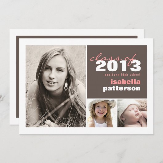 Moderne & Gras 3 Faire-part de diplôme photo (Devant / Derrière)