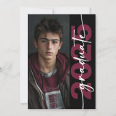 Moderne Gras Maroon Typographie Grad Faire-part (Devant)