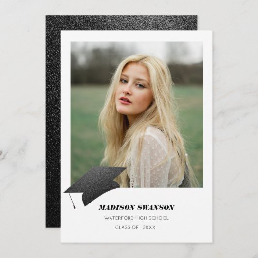 Moderne Gras minimaliste Faire-part Grad (Devant / Derrière)
