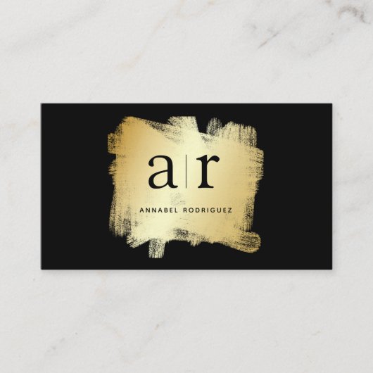 Moderne Gras Noir Brush Or Code QR Carte de visite (Devant)