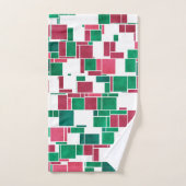 Moderne Gras Rouge et Vert Noël Mondrian (Serviette à main)