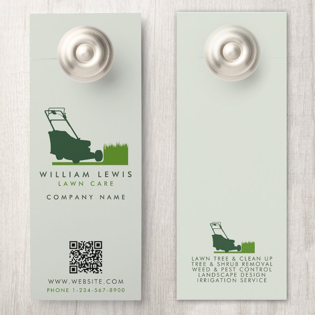 Moderne grasmaaier gazon zorg eenvoudige QR-code (Modern Lawnmower Lawn Care Simple QR Code Door Hanger)
