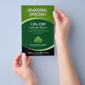 Moderne graszorg/landschapsontwerp Groen Logo Flyer (Hand)