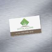 Moderne graszorg/landschapsontwerp — Logo wit Magnetisch Visitekaartje (Voorbeeld)