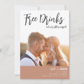 Moderne gratis Drinken Foto bruiloft Save The Date (Voorkant)