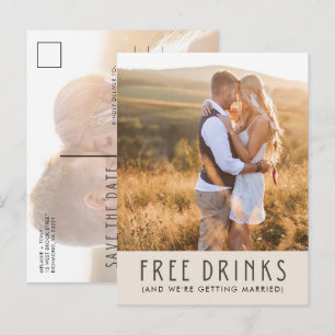 Moderne gratis Drinken voor fotobruiloft sparen de Aankondigingskaart