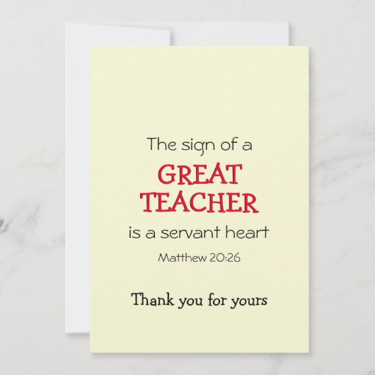Moderne GREAT-TEACHERSERVANT HEART Dank u (Voorkant)
