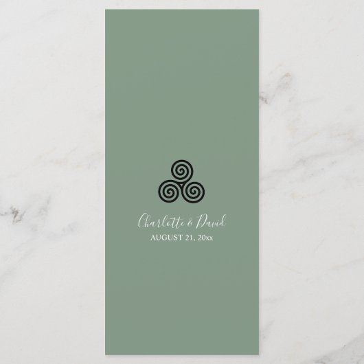 Moderne Green Celtic Knot Faire-part de mariage ir (Dos)