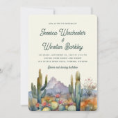 Moderne Green Desert Cactus Faire-part de mariage (Devant)