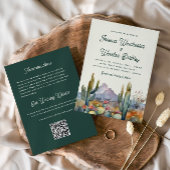 Moderne Green Desert Cactus Faire-part de mariage